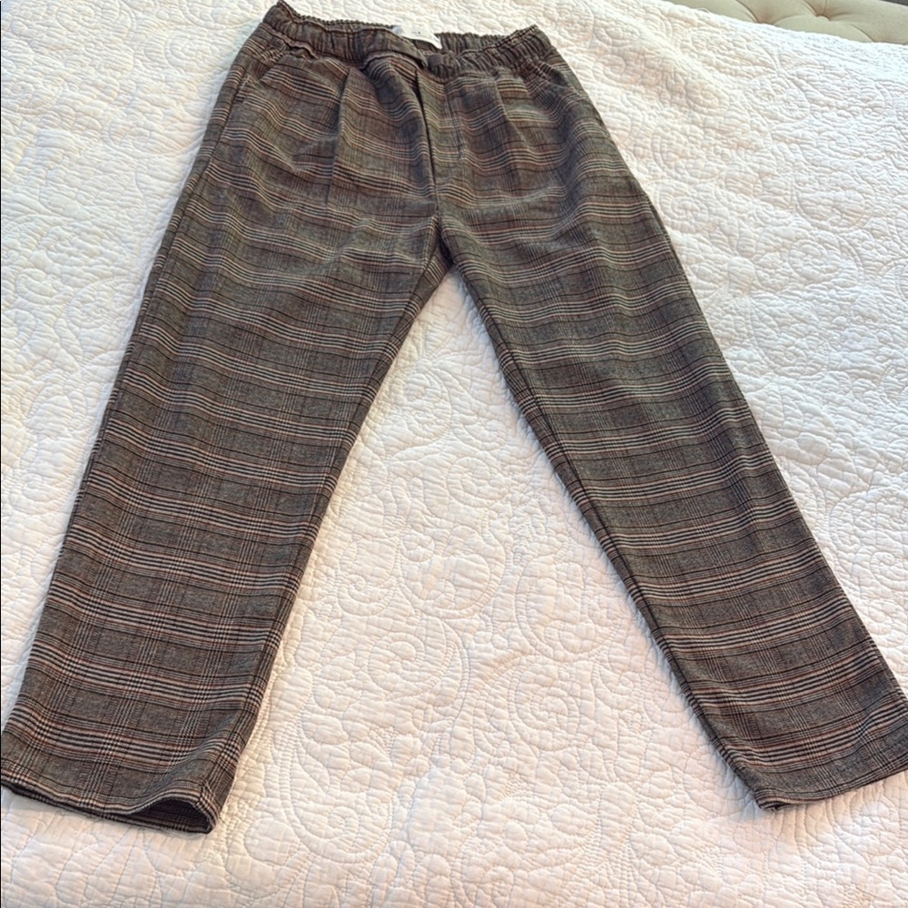 Zara Brown Formal Checkered Trousers